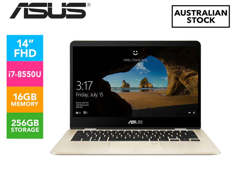 ASUS 14-Inch ZenBook i7-8565 256GB UX461FA-E1126T Notebook - Icicle Gold