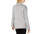 INC Womens Marled Bell Sleeves Medium Heather Grey Pullover Sweater