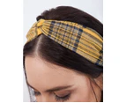 NEW Lovisa Womens Plaid Knotted Material Design Headband Yellow - Accessory