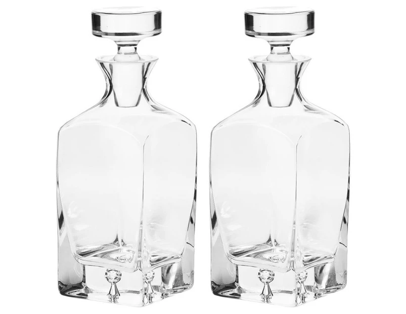 2x Krosno Legend 750ml Whisky Scotch Liquor Glass Carafe Decanter Bottle Pitcher