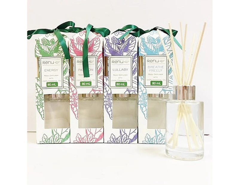Mini Essential Oil Reed Diffuser - available in Breathe Freely, Energy, Lullaby and Passion 80 ml - Breathe Freely