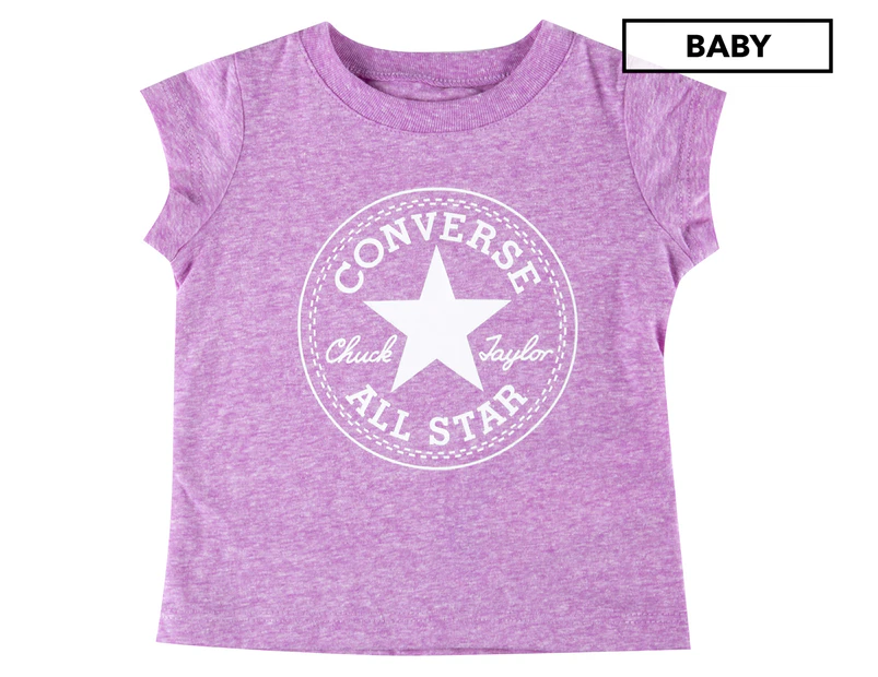 Converse Baby Chuck Patch Tee / T-Shirt / Tshirt - Fuchsia Glow/Snow Heather