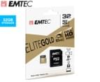 EMTEC 32GB Class 10 Elite Gold Micro SD Card w/ Adapter 1