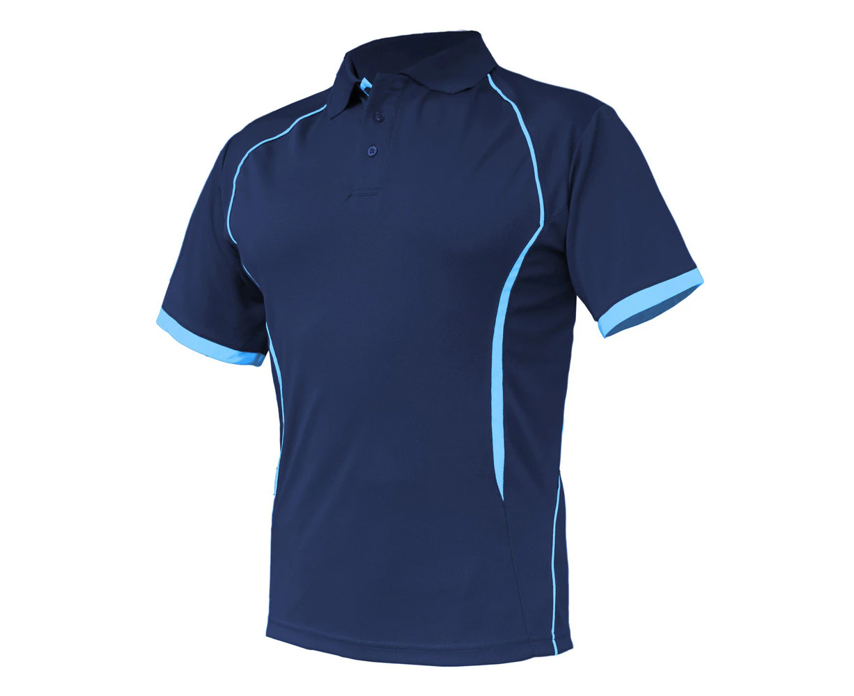 BigBEE ACTIVE Mens Contrast Polo Shirt SPORTS WORK CLUB GYM TEAM TRADIES UNIFORM - NAVY/SKYBLUE