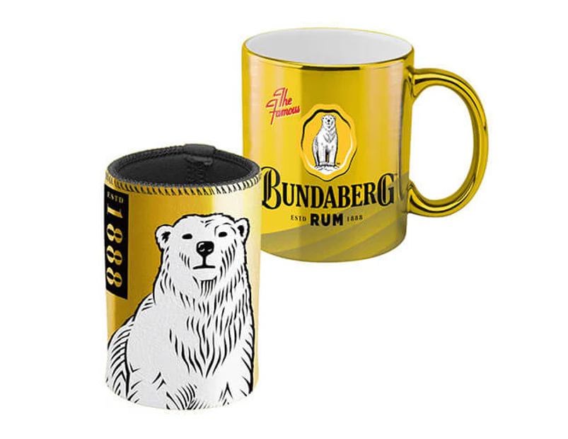 Bundaberg Rum Bear Metallic Mug & Can Cooler Set