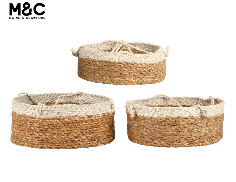 3pc Maine & Crawford Airlie Jute Hanging Basket Set w/ Hanger Home Decor Natural