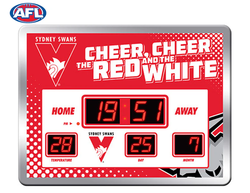 AFL Sydney Swans Glass Scoreboard LED Clock