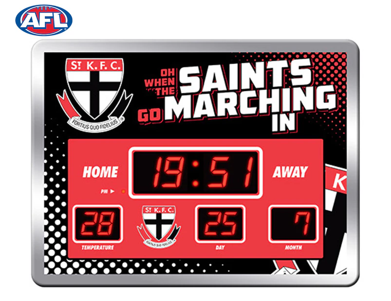 AFL St Kilda Saints Glass Scoreboard LED Clock