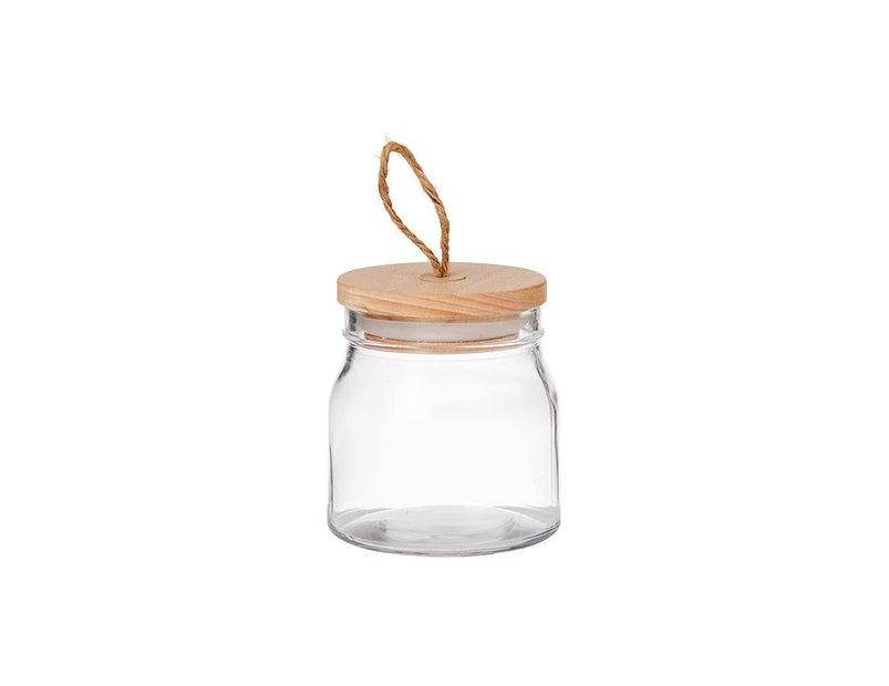Pantry Round Glass Canister w/ Wooden Lid 540ml