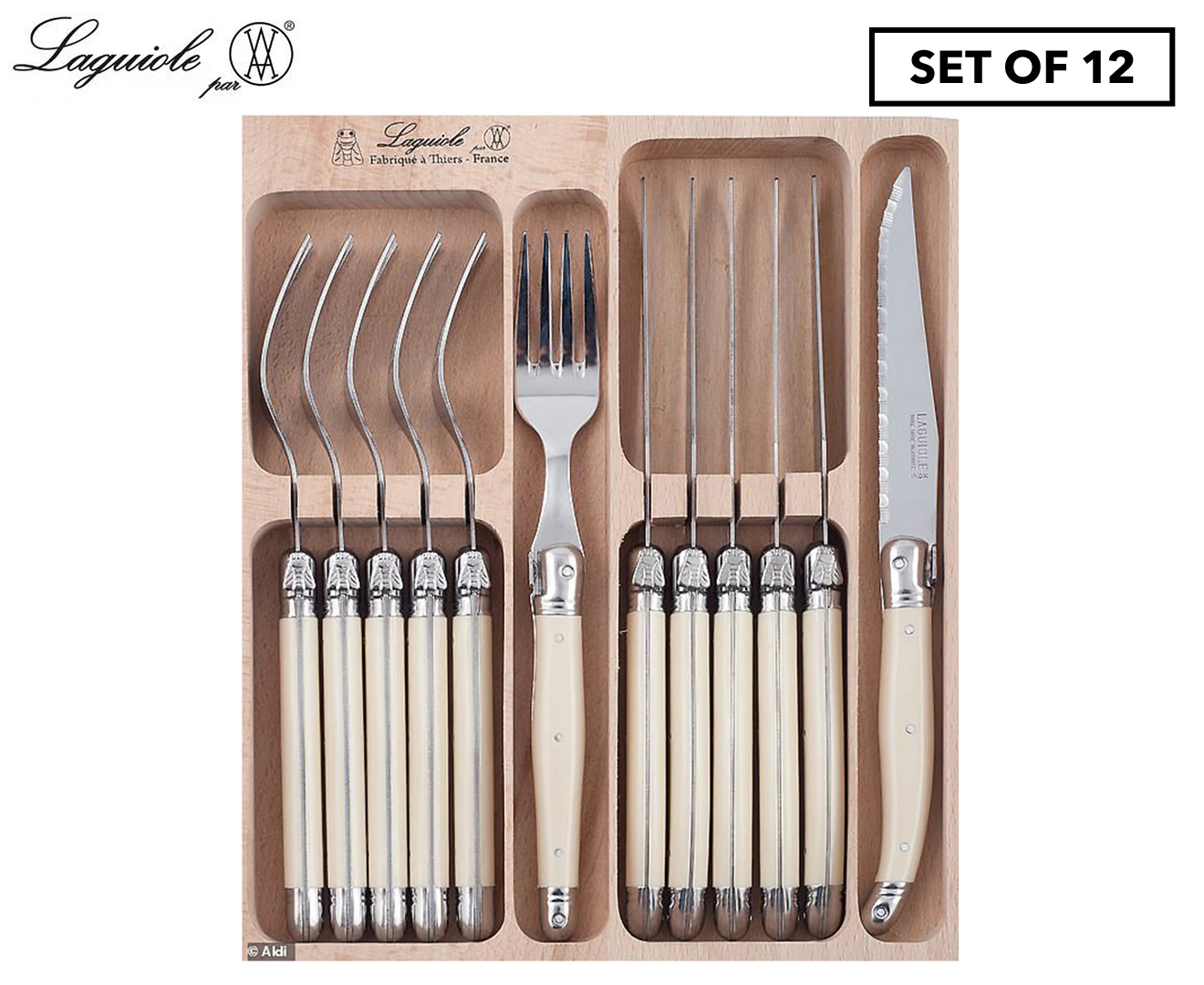 Laguiole 12-Piece Debutant Knife & Fork Set - Ivory