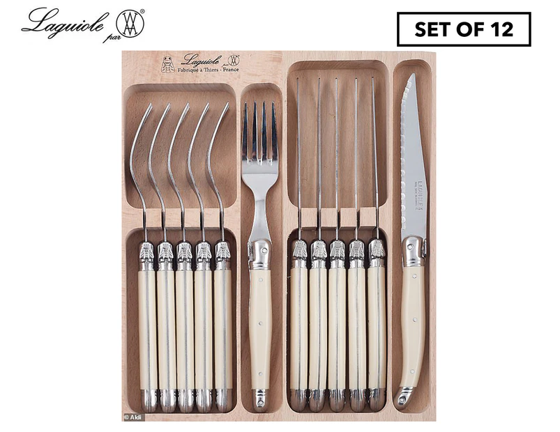 Laguiole 12-Piece Debutant Knife & Fork Set - Ivory