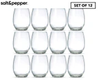 Set of 12 Salt & Pepper 470mL Borello Stemless Wine Glasses