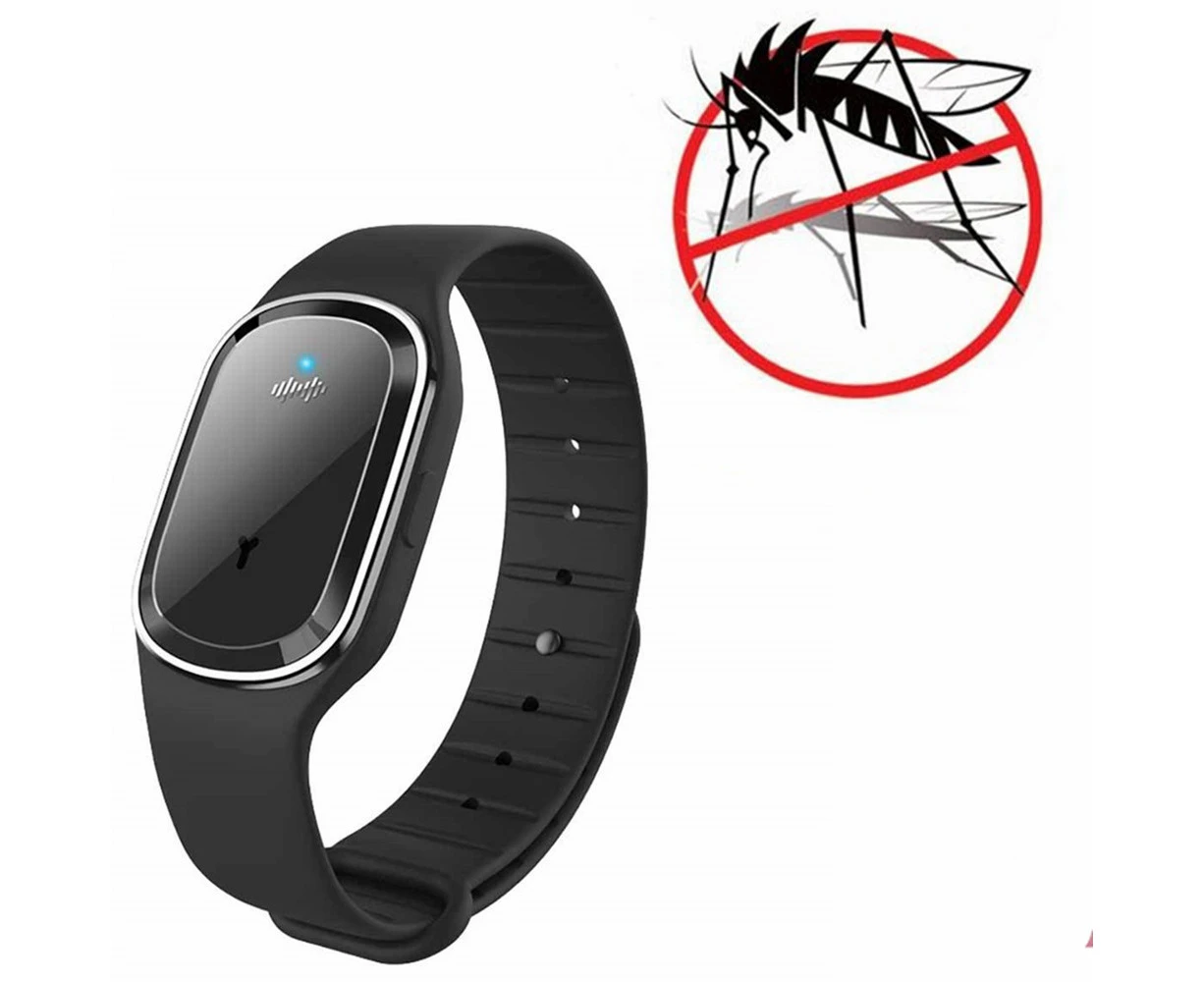 Ultrasonic Mosquito Repellent Wristband Bracelet-black