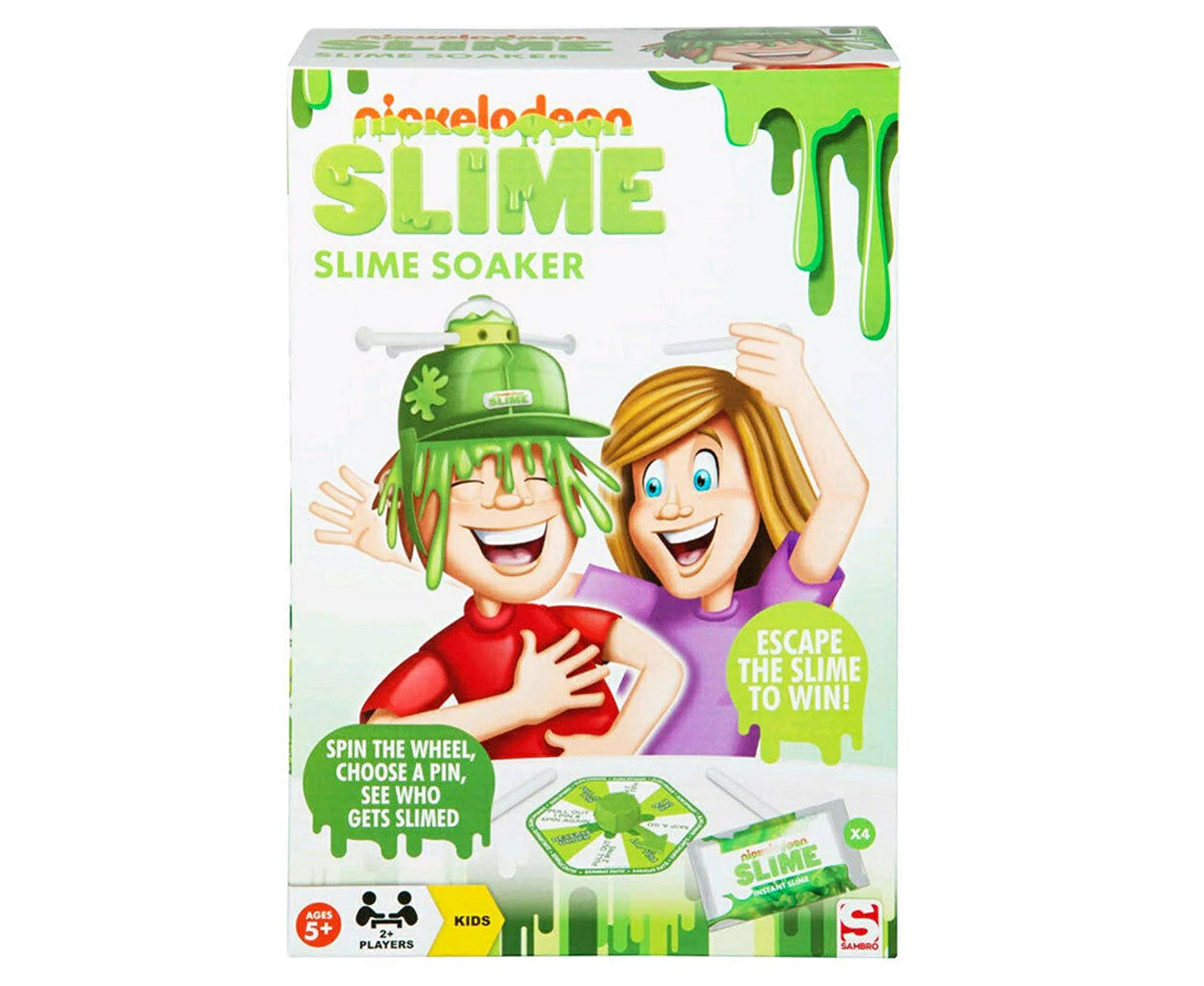 Nickelodeon Slime Soaker Game w/4x DIY Instant Slime Powders/Helmet f/ Kids 5y+