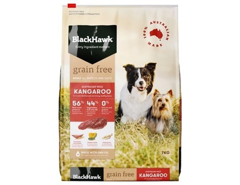 Black Hawk Dog Food Grain Free Kangaroo 7kg Animal Pet Australian Made Premium