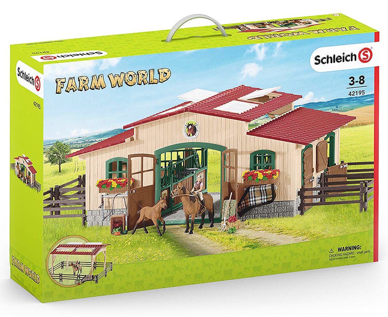 SCHLEICH Farm World Horse Stable Barn Riding Centre with Horses & Rider