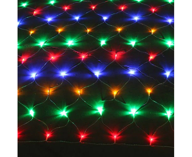 Solar 300 LED Net Lights 5x2.5m 8-Functions Outdoor Party Christmas Garden Decoration - Multi-Coloured