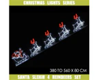 Christmas LED Motif Santa Riding Reindeers in Sleigh White Edition 560x80cm Indoor Outdoor Display Sign