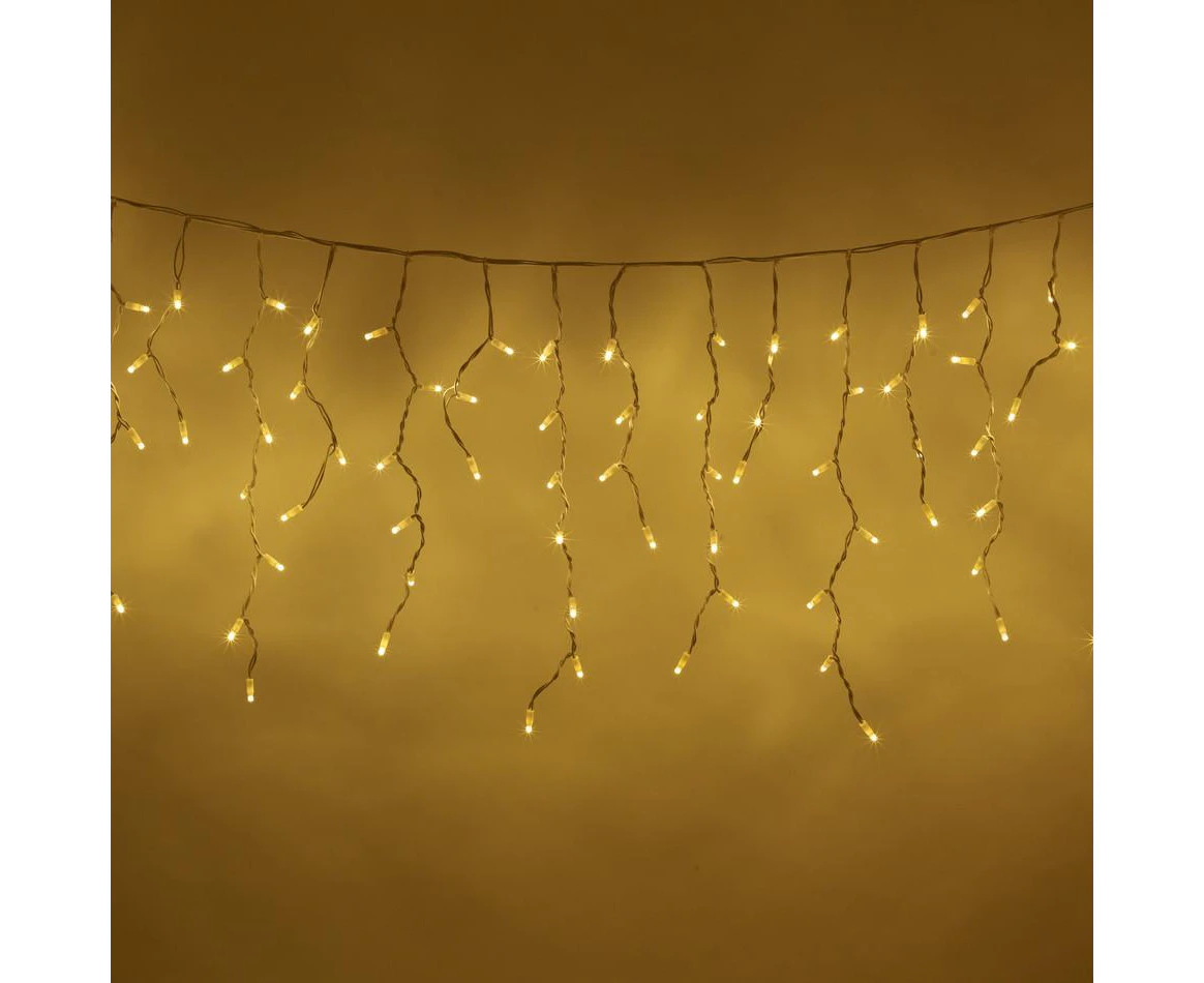 Icicle Lights 500 LED Christmas Events Decorations 8 Function 20m Long Indoor/Outdoor - Warm White