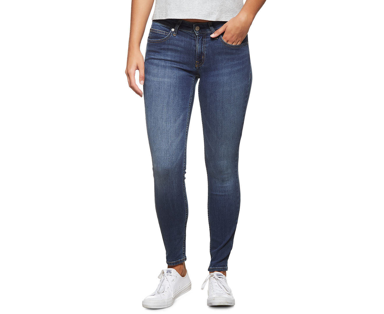 Calvin Klein Jeans Women's Mid Rise Malibu Skinny Jeans - Classic Blue ...