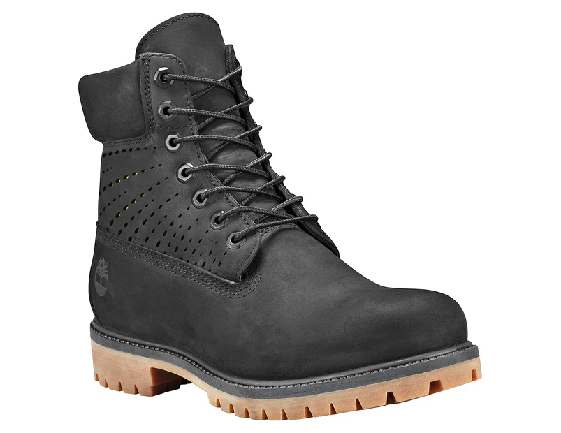 Timberland Men's 6-Inch Premium Perforated Leather Boot - Black Nubuck