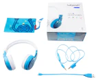 BuddyPhones WAVE Waterproof Wireless Kids' Headphones - Robot Blue + Bonus Cable Organiser Wrap 2-Pack