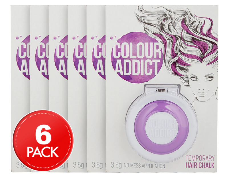 6 x Colour Addict Temporary Hair Chalk Disc 3.5g - Purple