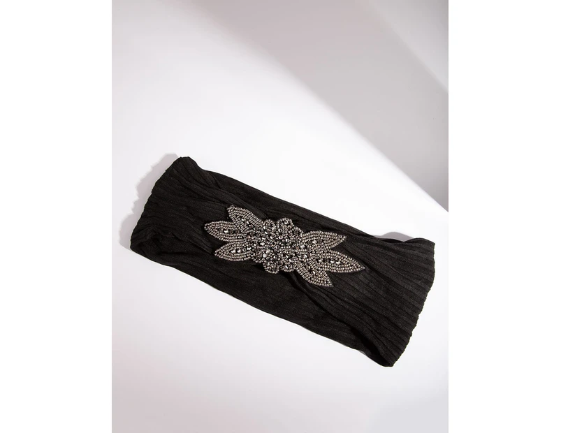 Lovisa Black Beaded Floral Stretch Headband