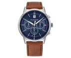 Tommy Hilfiger Men's 44mm Multifunction Leather Watch - Brown