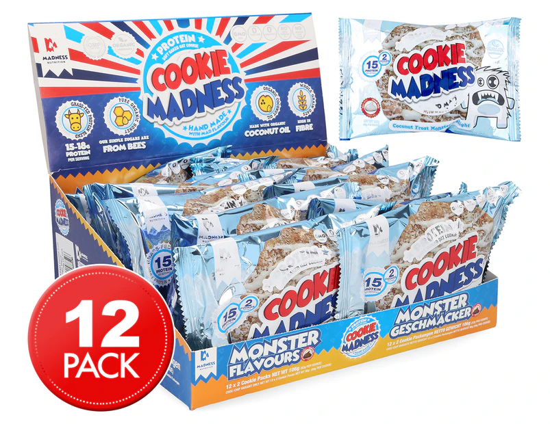 12 x Cookie Madness Coconut Frost Monster Protein Cookies 106g