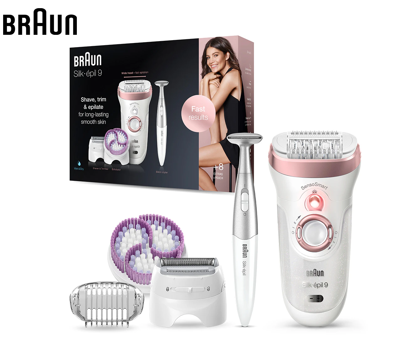 Braun 5-Piece Silk Epilator 9 Kit - White/Rose Gold