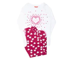 Minijammies 5498 Susie Cherry Red Mix Heart Print Cotton Pyjama Set - Cherry Red Mix