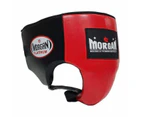 Morgan Platinum Leather Abdo Groin Guard Pad Protector [Blue/Red] Boxing / MMA - RED