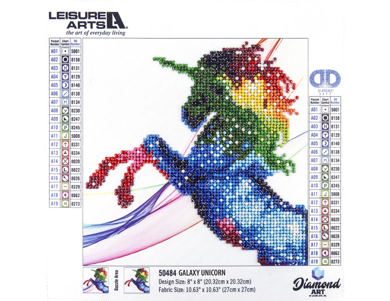 Leisure Arts Sparkle Art Diamond Paint Kit 10.63"X10.63"-Galaxy Unicorn