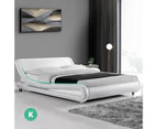 Artiss King Size Bed Frame Base Mattress Platform Leather Wooden White FLIO