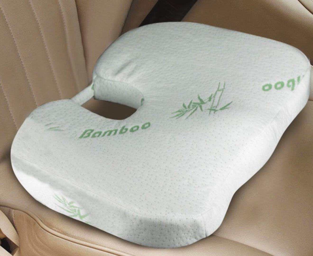 Uniwide Bamboo Memory Foam Seat Cushion - White