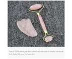 Rose Quartz Roller Set Face Massager Natural Jade Facial Slimming Massage Roller Stone Gua Sha Scraping Tool Beauty Care Set - Pink