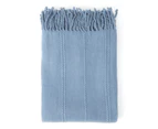 In 2 Linen Braid Knit Throw Rug | Denim Blue