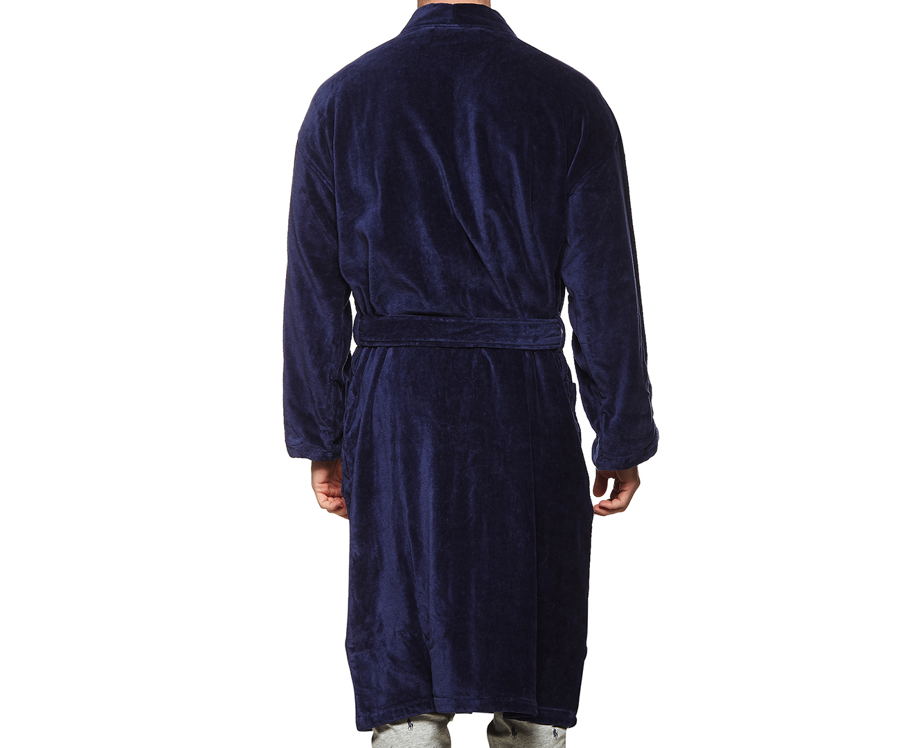 Polo Ralph Lauren Men's Solid Velour Kimono Robe - Navy | Catch.co.nz