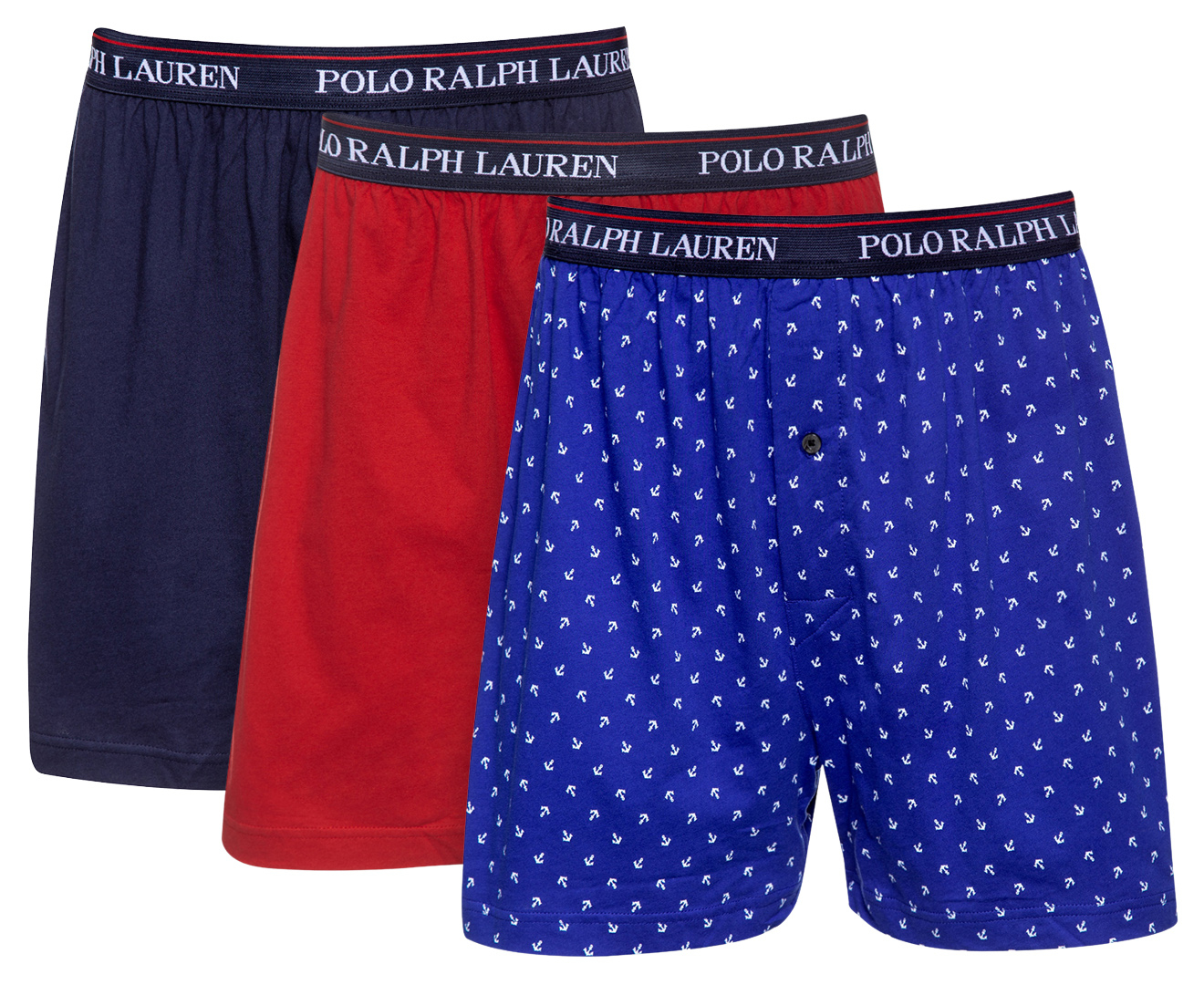 Polo Ralph Lauren Men's Knit Boxers 3Pack Blue/Red/Navy Catch.co.nz