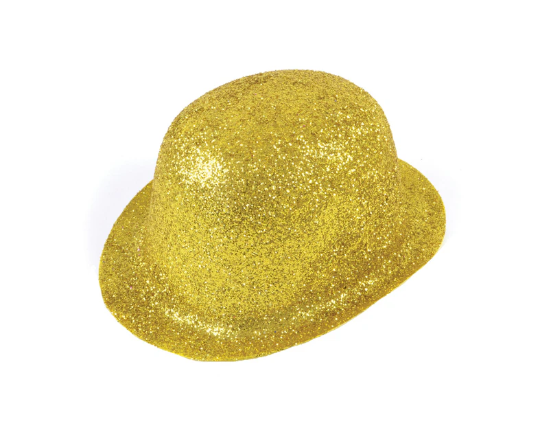 Bristol Novelty Unisex Adults Glitter Plastic Bowler (Gold) - BN1299