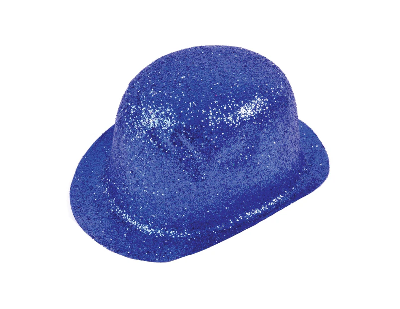 Bristol Novelty Unisex Adults Glitter Plastic Bowler (Blue) - BN1299