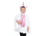 Bristol Novelty Girls Unicorn Hooded Poncho (White/Pink) - BN1893