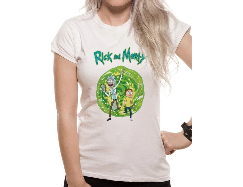 Rick And Morty Womens Portal T-Shirt (White) - CI728