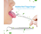 Tongue Scraper Reusable Portable Stainless Steel Oral Tongue Cleaner Brush Fresher Sweepers for Adults Kids - Silver