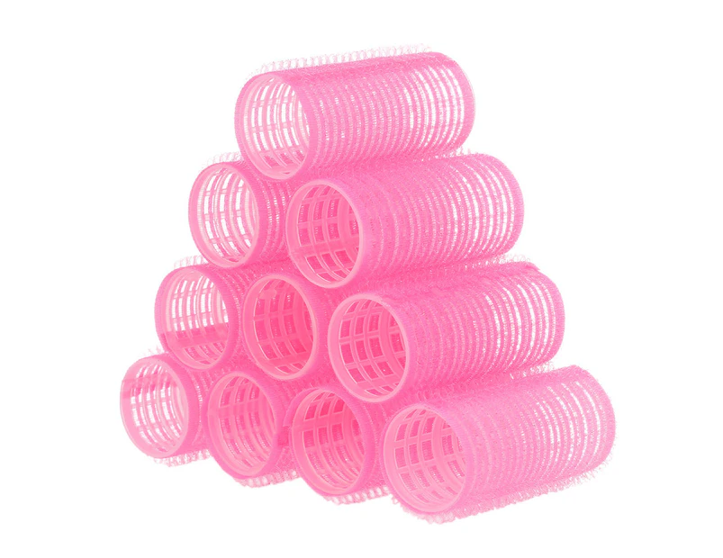 10pcs Large Self Grip Hair Rollers Pro Salon Hairdressing Curlers Multi Size Professional Hair Salon tool - Pink