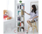 5 Tiers Versatile Round Wooden Rotating Swivel Bookshelf Bookcase Cabinet White 159CM