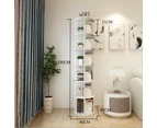 6 Tiers Versatile Round Wooden Rotating Swivel Bookshelf Bookcase Cabinet White 190CM