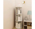 3 Tiers Versatile Round Wooden Rotating Swivel Bookshelf Bookcase Cabinet White 97CM