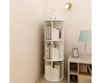 5 Tiers Versatile Round Wooden Rotating Swivel Bookshelf Bookcase Cabinet White 159CM